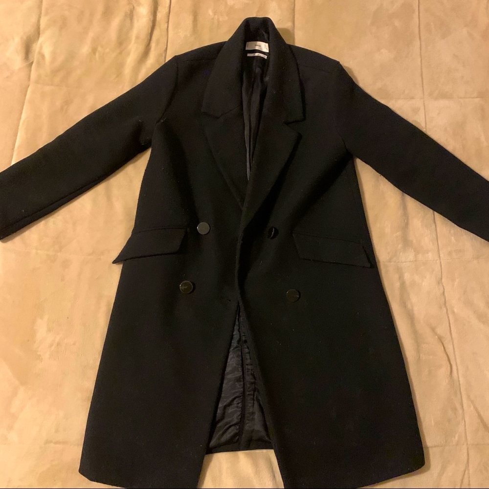 Mango black pea coat